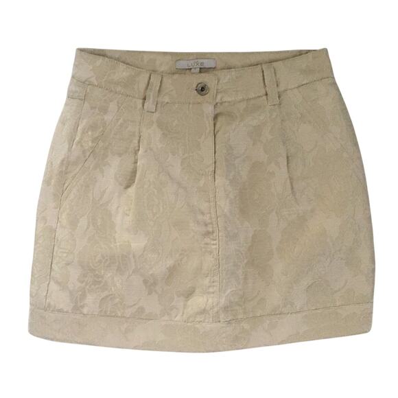 Cache Luxe Gold Metallic Jacquard Banded Bottom Skirt Textured New $158 NWT